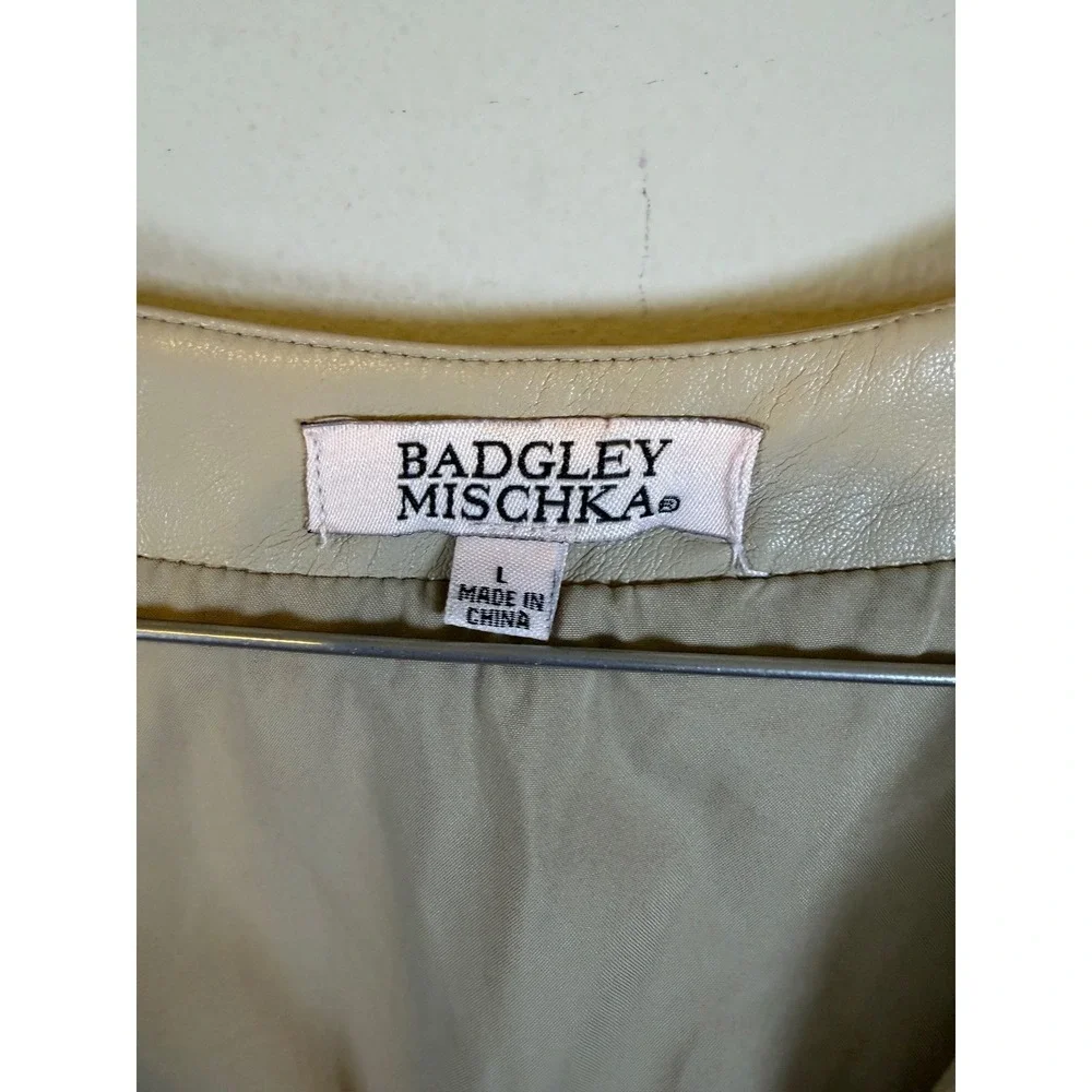 Badgley Mischka Womens Dress Faux Leather Beige L